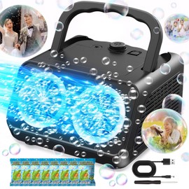 Tecnock Plug In Bubble Machine, Automatic Bubble Blower 20000+ Bubbles Per Min, Upgrade Bubble Maker for Kids Toddler, Portable Bubble Maker with 2 Fans,Outdoor Toys for Parties Birthday Wedding