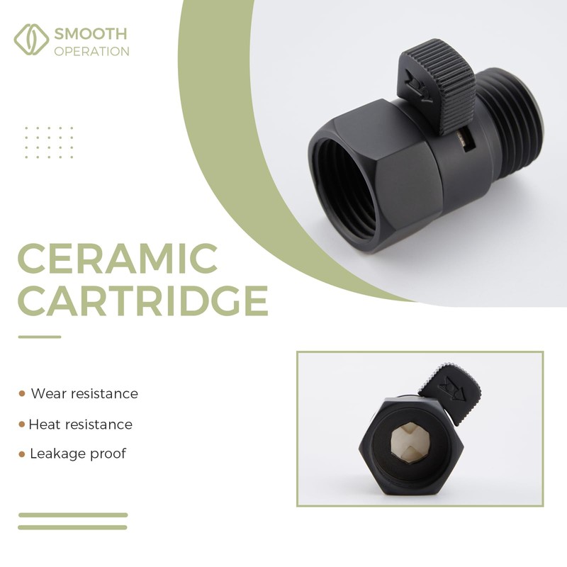 Aomasi Shower Head Valve Shut- off, Matte Black Flow Restrictor