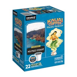 Kauai Coffee K-Cup Pods for Keurig Brewers – Arabica Coffee, 10% Hawaiian – Dark Roast, Nutty with Sweet Chocolate Overtones – Na Pali Coast, 1 Pack of 22 Single Serve K-Cups