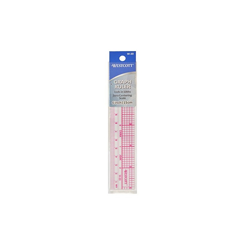 Westcott Transparent 10ths Graph Ruler, Dual Scales, Zero-Centering, Back-to-School, School