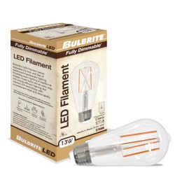 Bulbrite 8.5 Watt Dimmable Clear Filament ST18 / ST19 Medium (E26) LED Bulb - 850 Lumens, 3000K, and 90 CRI (1)