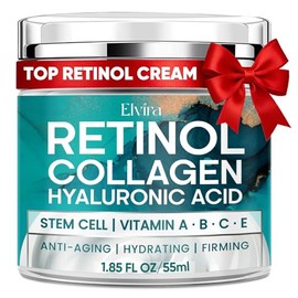 Elvira - Crema hidratante facial antienvejecimiento con retinol - Crema de colágeno con células madre y ácido hialurónico, crema de lifting instantáne