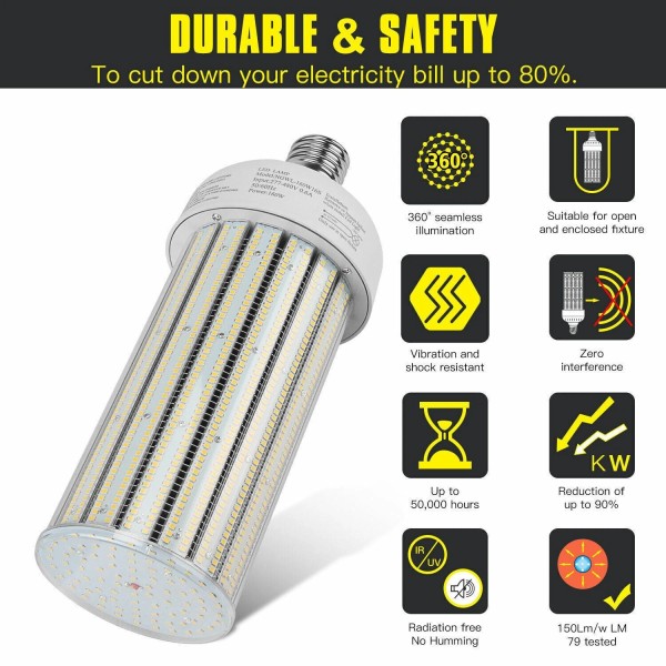 Ngtlight 160W LED Corn Cob Bulb Light Equal 600Watt Metal