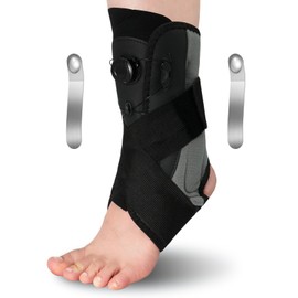 Wepai Adjustable Ankle Support with Rotary Knob, Foot Brace Stabiliser for Sprained Ankle, Tendonitis, Heel Spurs, Plantar Fasciitis, Achilles Tendonitis, Right & Left - S
