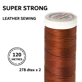 Super Strong Leather Sewing Thread 120m, Ideal for Repairing and Sewing Footwear (Brown 2530)