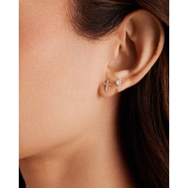 PAVOI 14K Rose Gold Plated Sterling Silver Earrings | Pave CZ Rose Gold Cross Earrings for Women