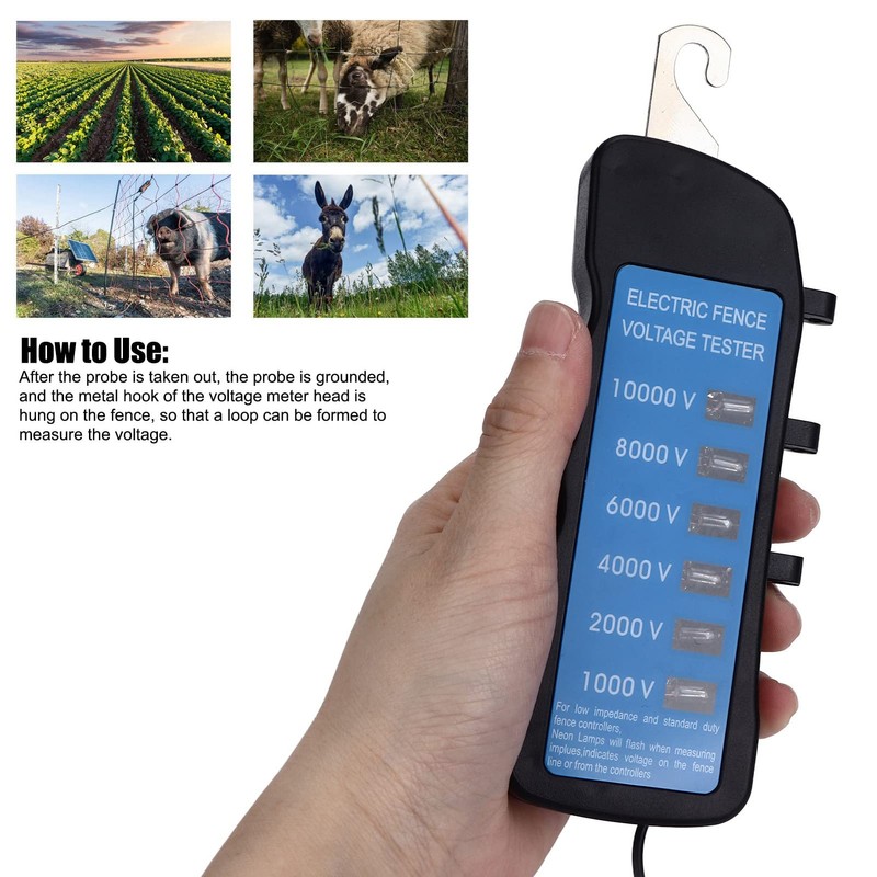Electric Fence Voltage Tester, Digital Electric Fence Fault Finder, High