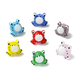 LiQunSweet 7 pcs 7 Colors Lovely Frog Lampwork Beads 3D Animals Glass Loose Beads for DIY Jewelry Making Bracelet Necklace Earring Crafts Bag Keychian Decor