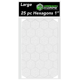 Dragon Grips Rubber Grip Tape Clear Hexagon, 25pc Multi Purpose Grip Stickers, Grip Tape for Handles, Self Adhesive Cell Phone Grip Tape, 1pk