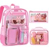 SilTriangle 3 Pcs Initial Clear Backpack with Lunch Bag Pencil