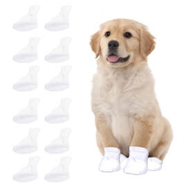 Disposable Dog Shoes, 12 Pcs Dog Paw Protection Socks with Self-Adhesive Strap, Adjustable Disposable Dog Booties for Outdoor & Indoor Walking (Small)