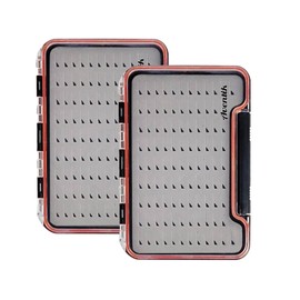 2pack Waterproof Fly Fishing Boxes Supper Slim Clear Plastic Lid Easy Grip Foam Fishing Tackle Storage(yellow M)