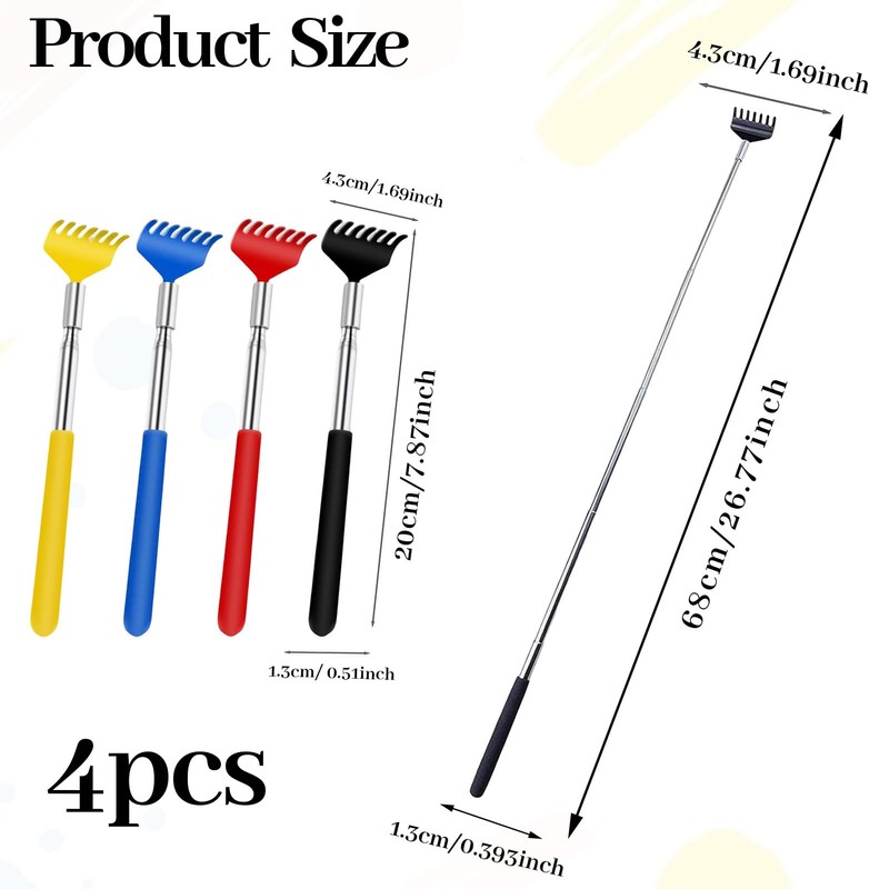 Set of 4 back scratchers, telescope, scratch hand back scratcher,