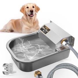Automatic Water Dispenser for Dogs, Patented 3L Outdoor Dog Drinking Water Bowl, Stainless Steel Waterer Feeder Suitable for Chicken Livestock Animal,Fit 3/4'' GHT Faucet, Wall-Mounted, Easy to Clean