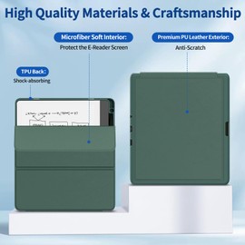 Premium PU Tablet Case, Sanyetral Trifold Stand Cover with Pen Holder and Auto Sleep/Wake, Not fit Nook Kobo Remarkable -Dark Green