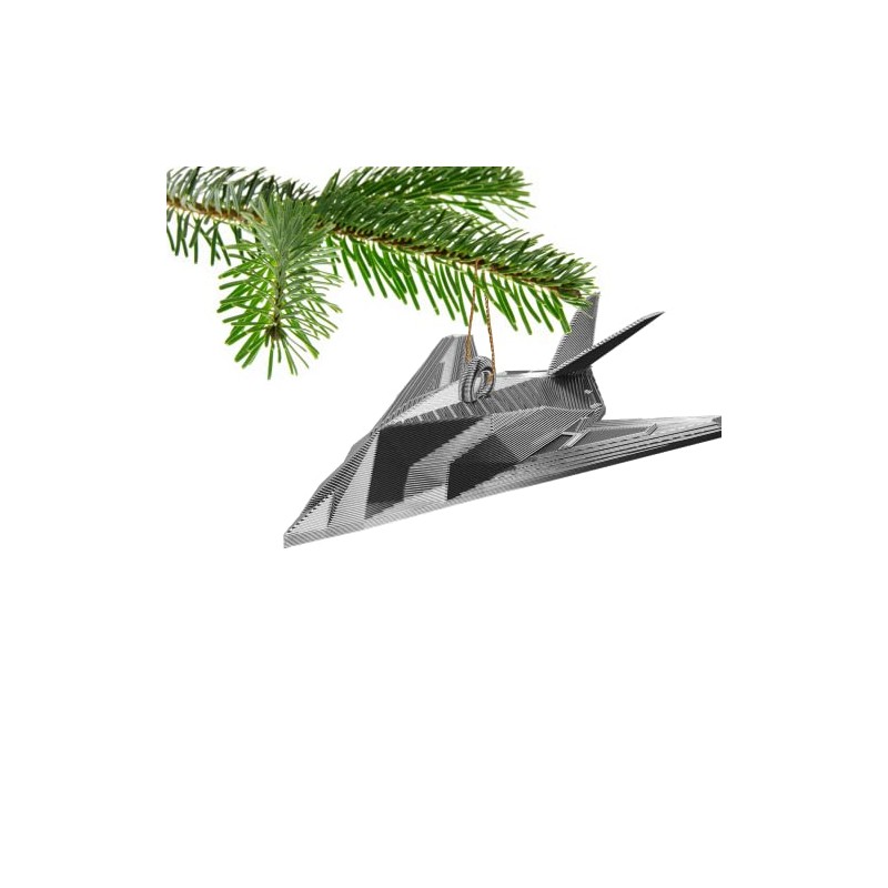 F117 Nighthawk Stealth Aircraft Christmas Bauble Decoration Xmas Noel (Silver)