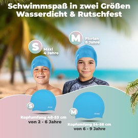 KIDVERSE Children's Waterproof Swimming Cap with Non-Slip Nubs - Swimming Caps for Swimmers with UV Protection - Swimming Cap Girls - Tear-Resistant Swimming Caps in Various Sizes