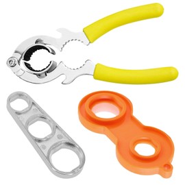 4 Piece Tap Strainer Key Set, Carbon Steel + ABS, Comfort Handle, Tap Aerator Tool for Removing and Installing Tap Aerators (Yellow, Orange, Silver)