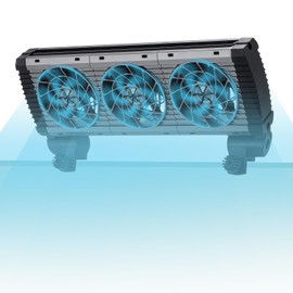 BAOSHISHAN Aquarium Chiller Fan, Powerful Fish Tank Cooling Fan with Adjustable 5 Speed Controller 5 Timer Setting, 180° Rotation Aquarium Cooler Fan Quiet for Tank Home Office