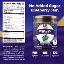 ChocZero Keto Blueberry Fruit Spread, No Added Sugar, Low Carb, All Natural Jam, Sweetened with Monk Fruit (1 jar, 12 oz)