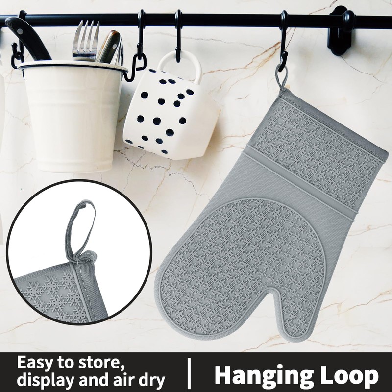 Hovico Silicone Oven Mitts, Heat Resistant 500F Kitchen Mitts 2PCS,