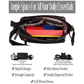 Mou Meraki Genuine Leather Crossbody Purse and Handbags - Crossover Bag Over the Shoulder Women (SMALL BLACK)