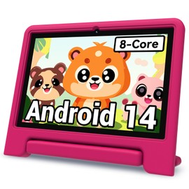 ApoloSign Kids Tablet-2024, Android 14 Tablet for Kids, 10.1-inch Tablet for Toddlers, Octa-core, 8(4+4) GB RAM, Up to 1TB ROM, Parental Control, 8-hr Battery, Wi-Fi6, BT5.0, Droop-Proof Case (Pink)
