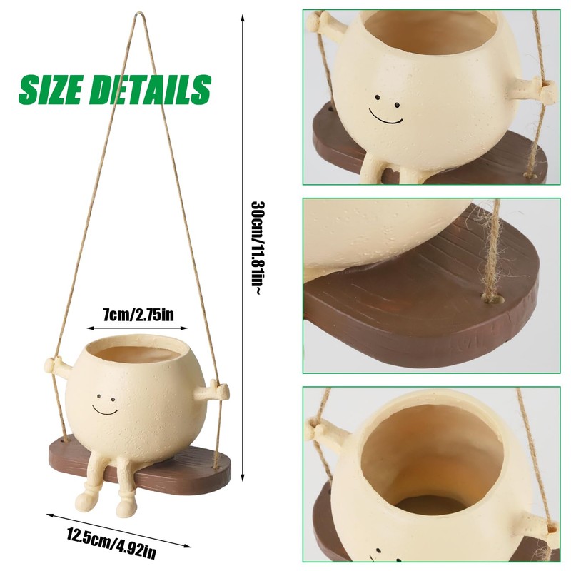 ZDNT Hanging Flower Pots with Swing Face, Swing Face Planter,