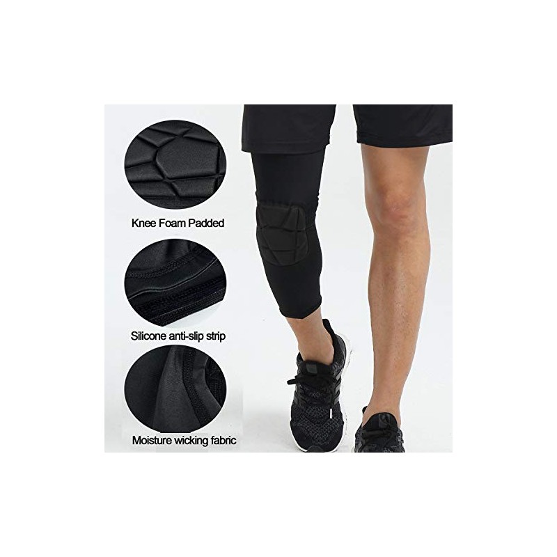 Knee Padded 2 Pack Compression Leg Sleeve Thigh Sports Protective