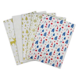 25 Sheets Christmas Tissue Paper, 50 * 35cm Recyclable Christmas Design Tissue Paper 5 Different Festive Design for Party Decoration