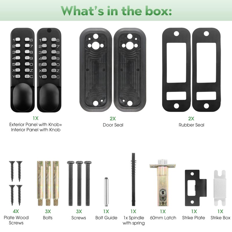ANNFUZ Pure Mechanical Keyless Entry Keypad Door Knob Lock,Double-Sided Combination&Handle