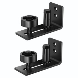 SANKEYTEW Sliding Barn Door Floor Guide for Bottom, 8 Setup Options, Adjustable Stay Roller Fit All Size Door, Wall Mount, Flush Flat Bottom Design Guide Black (2 Pack)