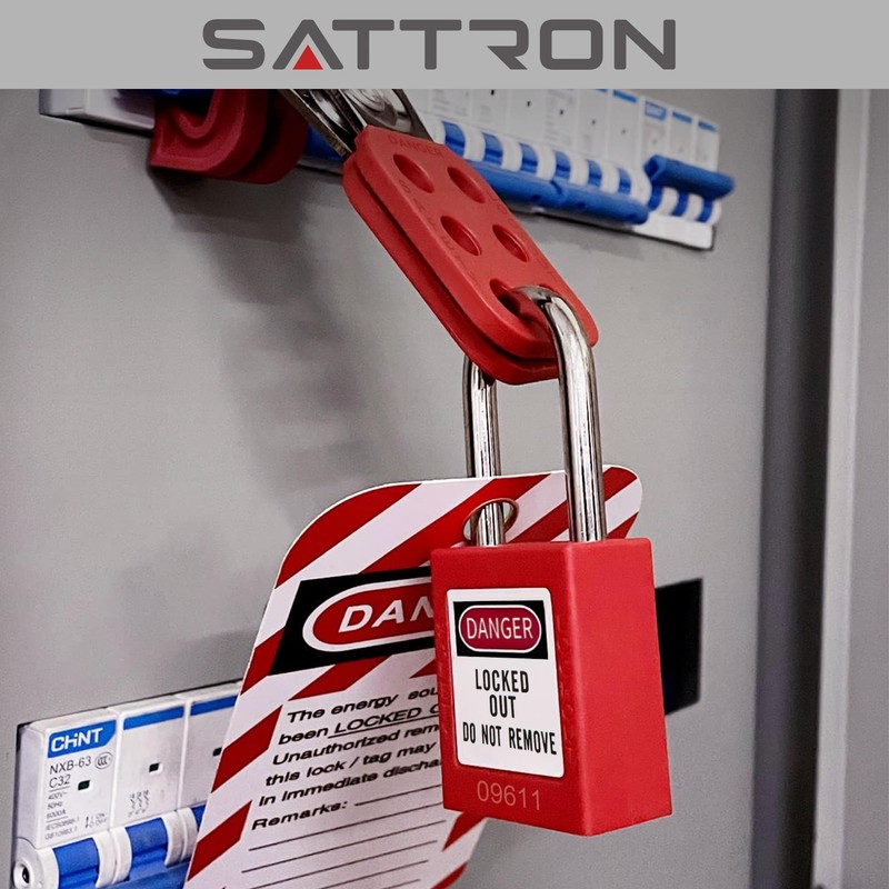SATTRON Lockout Tagout Locks, 5 Red Safety Padlocks OSHA Compliant,
