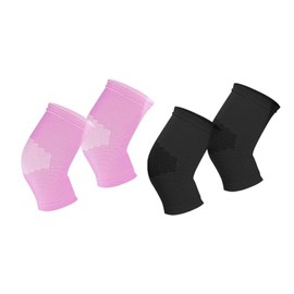HugeDE 2 Pairs Kids Knee Sleeve Braces Sports Knee Pads Elastic Knee Supports Working Out Knee Pads Non Slip Knee Braces S Pink Black