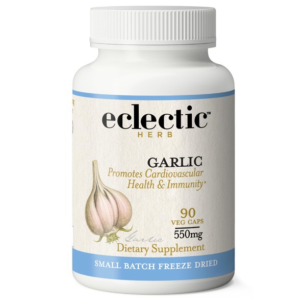 Eclectic Institute Raw Freeze-Dried Non-GMO Garlic | Antioxidants for Health, Helps Maintain Healthy Circulation | 90 CT