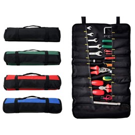 QEES Tool Roll Bag, 38 Pockets Tool Bags, Multi-Purpose Tool Roll Up Bag, Tool Wrap Roll Organisers, Portable Tool Pouch, Screwdriver Spanner Roll Tools Storage, Tool Gifts for Men Dad (Blue)