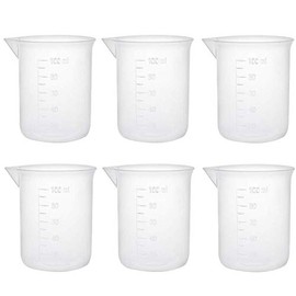 YXQ 6pcs 100ml Plastic Beakers Graduated Measuring Cup Labs Liquid Transparent Container