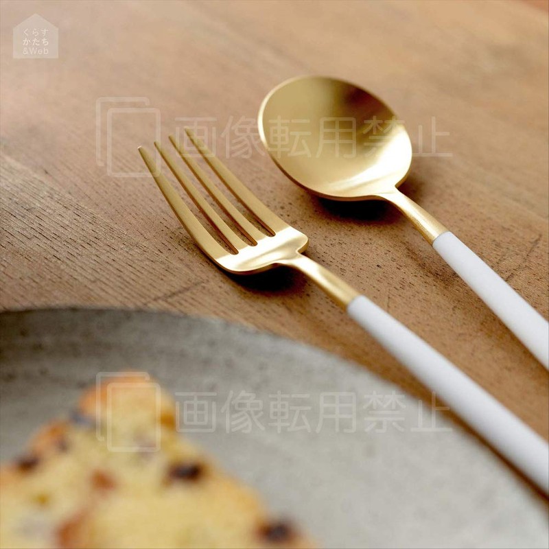 Cutipol GOA White/Matte Gold Dessert Fork Spoon Set