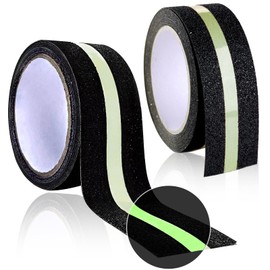 Paquete de 2 Piezas Cinta Antiderrapante para Escaleras, 5M x 5CM Cinta Luminosa de Advertencia de Seguridad, Cinta de Tracción Profesional Antideslizante que Brilla en la Oscuridad, Cinta Impermeable