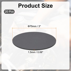 PATIKIL Rubber Solid Discs Washers, 20 Pcs 75mm OD x 1.5mm Thick Rubber Round Gasket Pad Bushings Spacer Washer for DIY Gasket Craft, Black