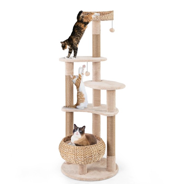 PETSITE PETSITE 65 inch Cattail Cat Tree Tower, Multi-Level Cat