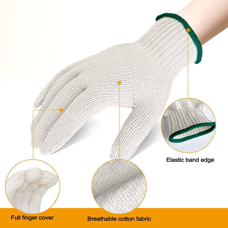 GSAFEME 12 Pairs Cotton Glove Liners for BBQ, Cooking, Grilling,