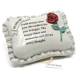 Angraves Special Husband With Rose Pillow Graveside Ornament Memorial Plaque