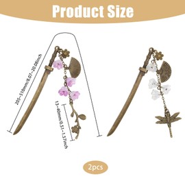 CHGCRAFT Pack of 2 Japanese Hair Sticks Alloy Hairstyle Sticks Hair Sticks for Women Alloy Hair Pins with Tassel Hairstyle Accessories