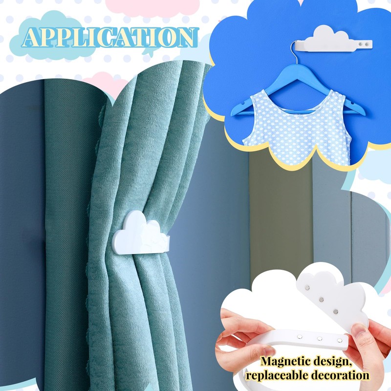 Briwooody 2 Pcs Cloud Shaped Curtain Tiebacks Curtain Acrylic Holdbacks