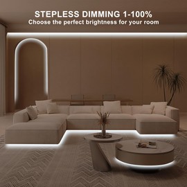 Olaholii 32.8ft COB Led Strip Light with Remote, 6500K Dimmable Bright Daylight White Led COB Strip Light, White Continuous Led Strip Light for Mirror, Stair, Cabinet, Room