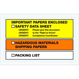 Tape Logic TLPL497 "Important Papers Enclosed" SDS Envelopes, 6 1/2" x 10", Yellow/Orange (Pack of 1000)
