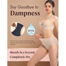 AIRCUTE Washable Women Urine Incontinence Underwear Leak Proof Panties for Postpartum Bladder Leak with 50 ml Absorbency 3 Pack (Beige, XL)