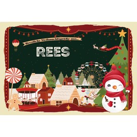 Ontrada Tin Sign 20 x 30 cm Domed Christmas Greetings from Rees Decorative Gift Sign