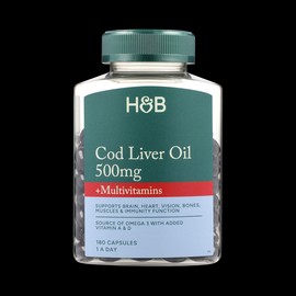 Holland & Barrett Pure Cod Liver Oil & Multivitamins 500mg Capsules